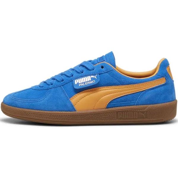 Palermo Unisex Sneakers in Ultra Blue/Clementine/Gold, Size 10, Rubber by Puma