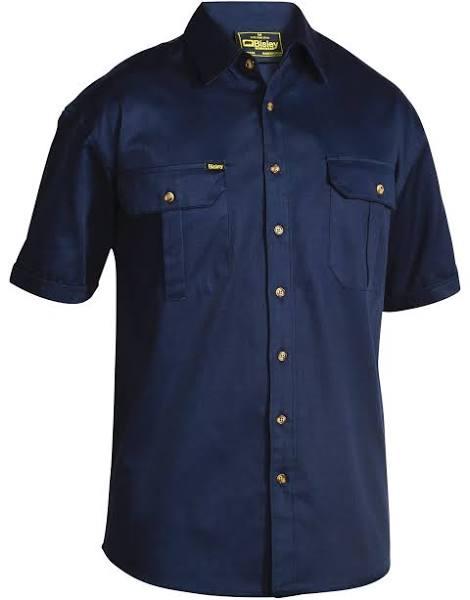 Bisley Original Cotton Drill Shirt Short Sleeve (BS1433) Navy / M