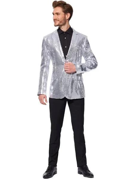 Sequins Silver Mens Suitmeister Jacket / Medium