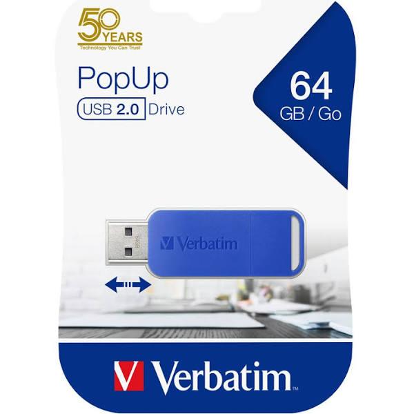 Verbatim Popup USB 2.0 Drive 64GB - Blue