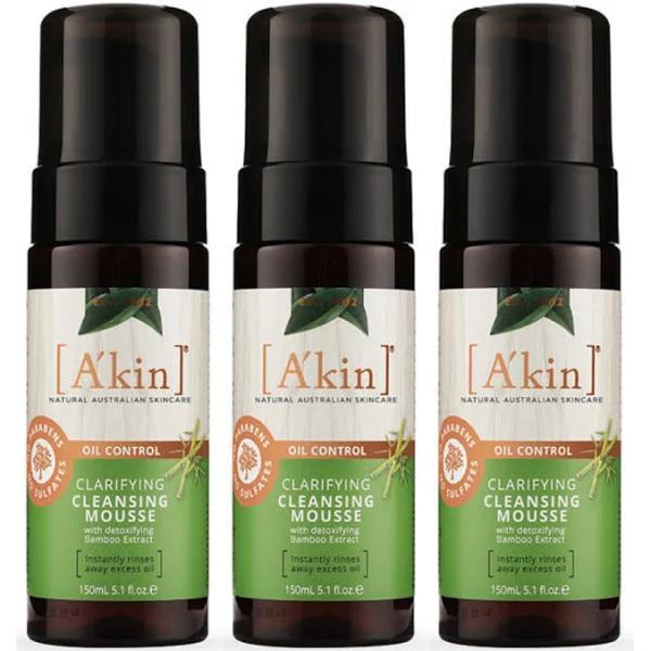 3 x Akin Clarifying Cleansing Mousse Oil Control 150ml