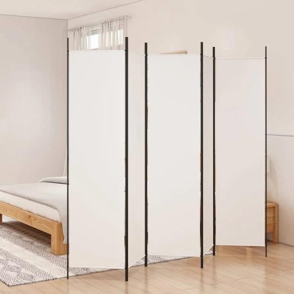 vidaXL 5-Panel Room Divider White 250×200 cm Fabric