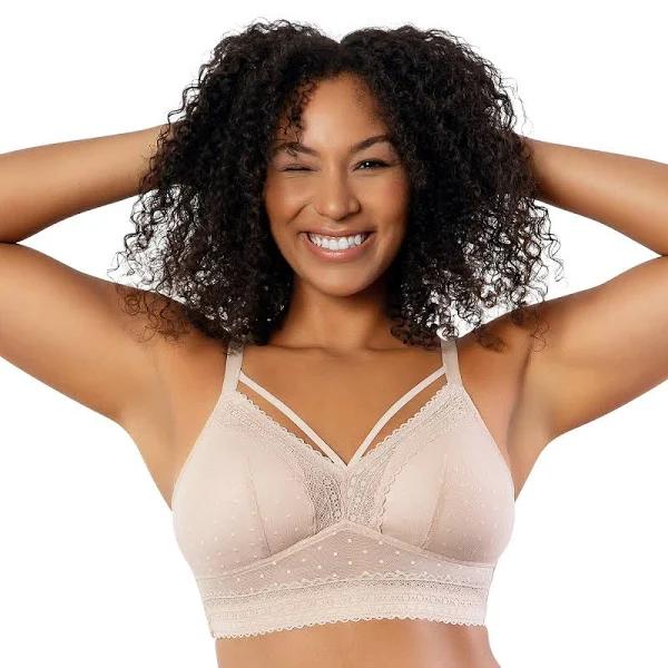 Parfait Mia Dot Longline Padded Lace Bralette - Cameo Rose - 10DD