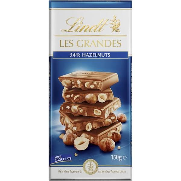 Lindt Les Grandes Milk Chocolate & Hazelnut Block 150g