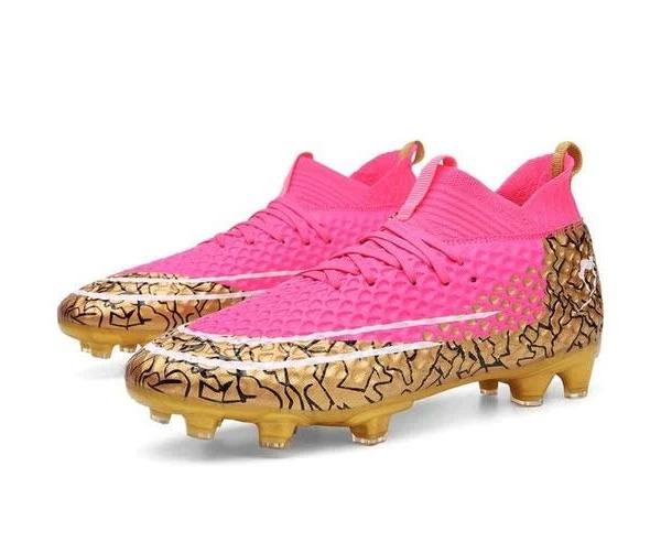 Men Soccer Shoes High Ankle Football Boots Adult Cleats Grass Training Football Boots - Pink Variant Size Value 46eu