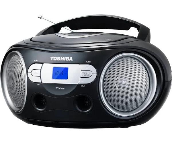 Toshiba - 2.4W Portable CD Boombox - Black