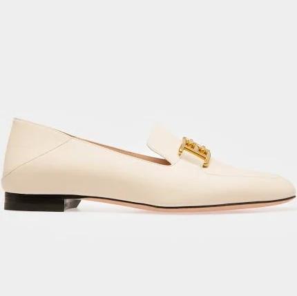 Bally Ellah Flat Leather Loafers in Bone - Multi - 40