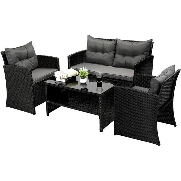 Livsip Outdoor Furniture Lounge Setting Wicker Sofa Chair Table Garden Patio Set