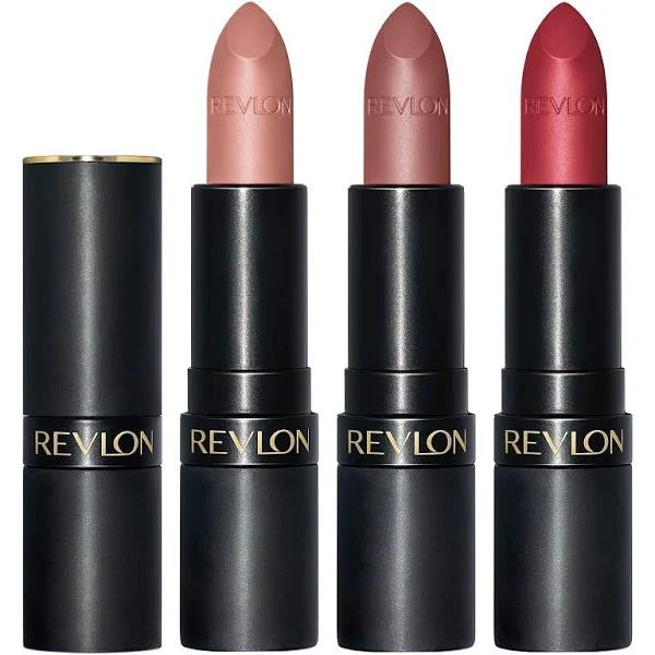 Revlon Lipstick Set, Super Lustrous 3 Piece Gift Set, High Impact, Matte Finish in Nude Plum & Red, Pack of 3