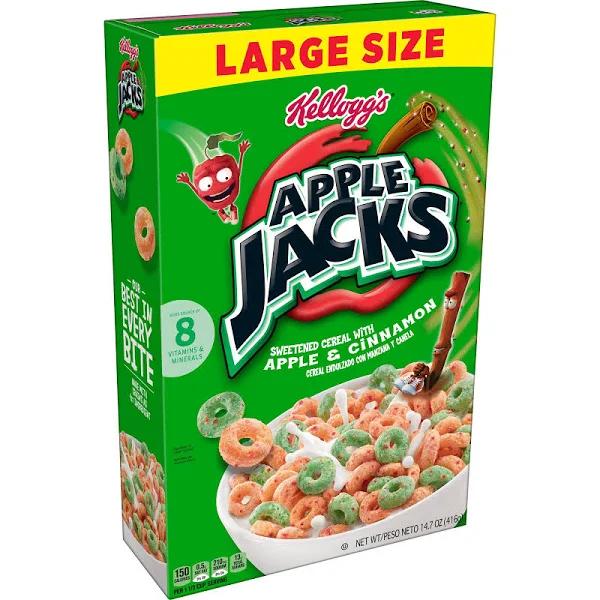 Apple Jacks Sweetened Cereal with Apple & Cinnamon, Large Size - 14.7 oz