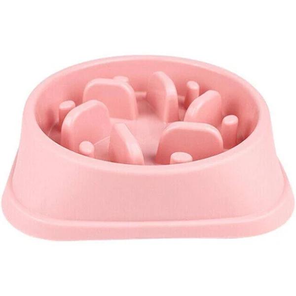 Dog-Bowl Dishes Slow-Feeder Large Pet-Eat Dogs Food-Nonslip Interactive Large, Pink