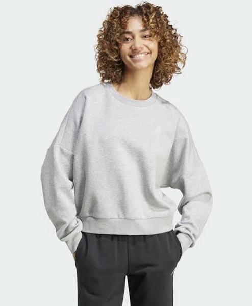 Adidas Womens Essentials Small Logo Feel Cozy Sweatshirt Grey S