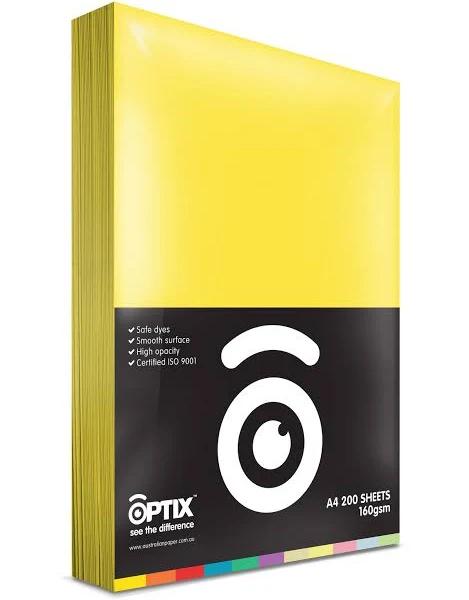 Optix Board A4 160gsm Suni Yellow 200pk