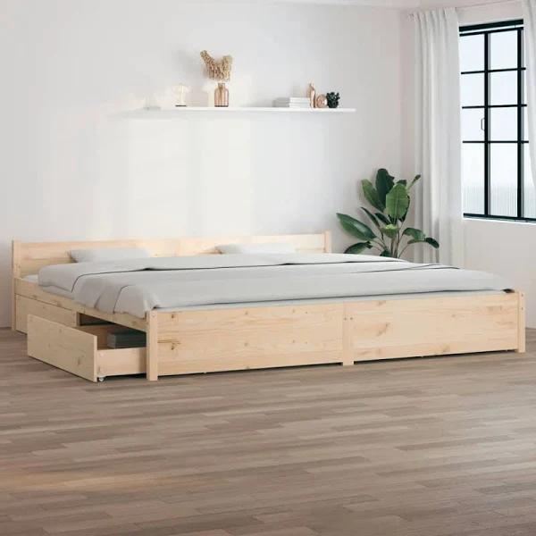 King Bed Frame with Drawers 183x203 cm