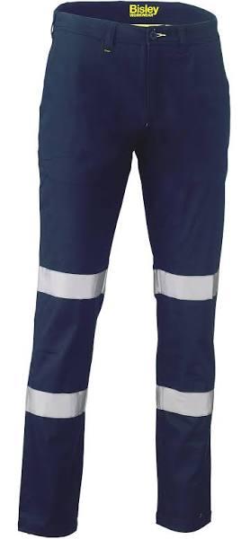 Bisley Taped Biomotion Stretch Cotton Drill Work Pants - BP6008T Navy / 74L