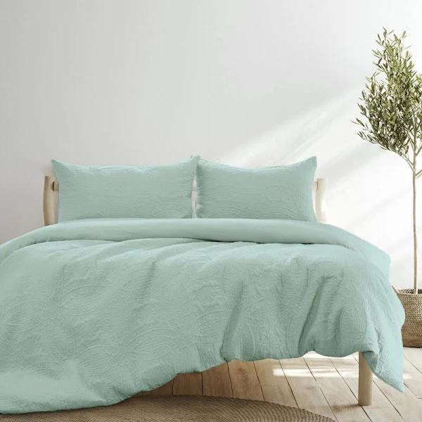 Ardor Chateau Aqua Green Embossed Quilt Cover Set Queen