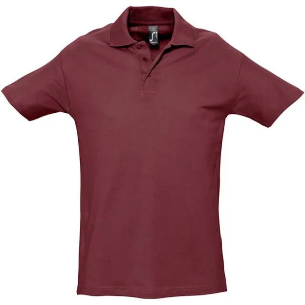 SOLS Mens Spring II Short Sleeve Heavyweight Polo Shirt Burgundy XXL Cotton Mens Polo