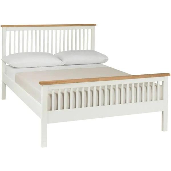 Foret Bed Frame Base Support Bedroom Furniture Wooden White Single Double Queen 3 Sizes Queen