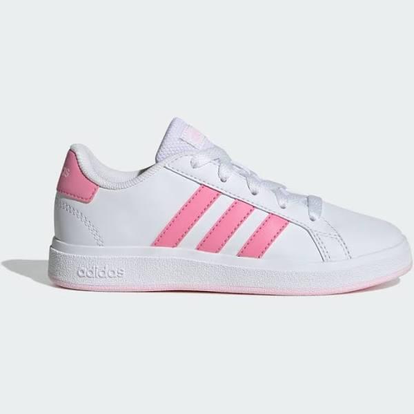 Adidas Grand Court Lifestyle Tennis Lace-Up Shoes White / Bliss Pink F22 / Pink 5 - Kids Tennis Trainers