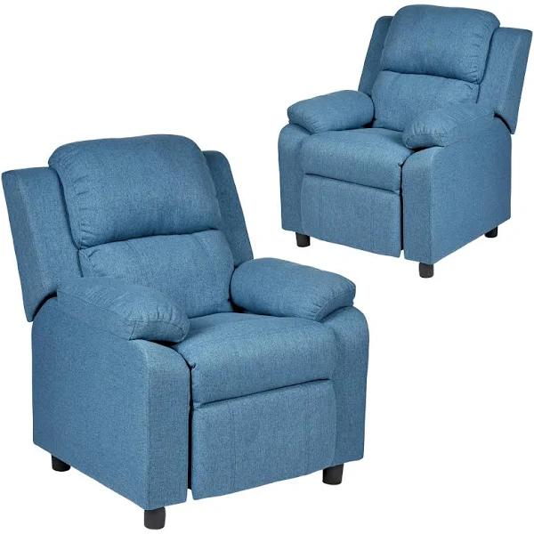 BR Home Set of 2 Erika Navy Blue Adult Recliner Sofa Chair Blue Lounge Couch Armchair Furniture