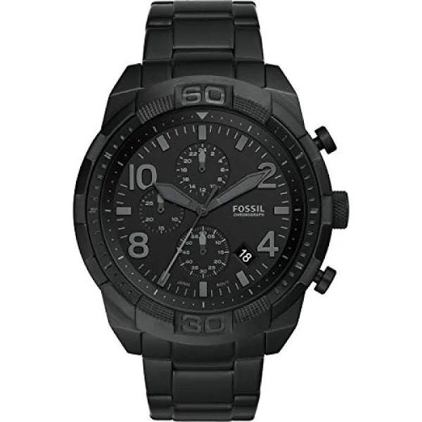 Fossil Bronson Chronograph Black Stainless Steel Watch - Black - FS5712