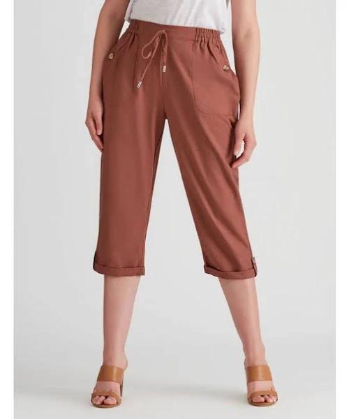 Rockmans Crop Linen Pants