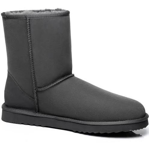 UGG Boots Men Large Size Short Classic, Australia Premium Double Face Sheepskin Grey / 46