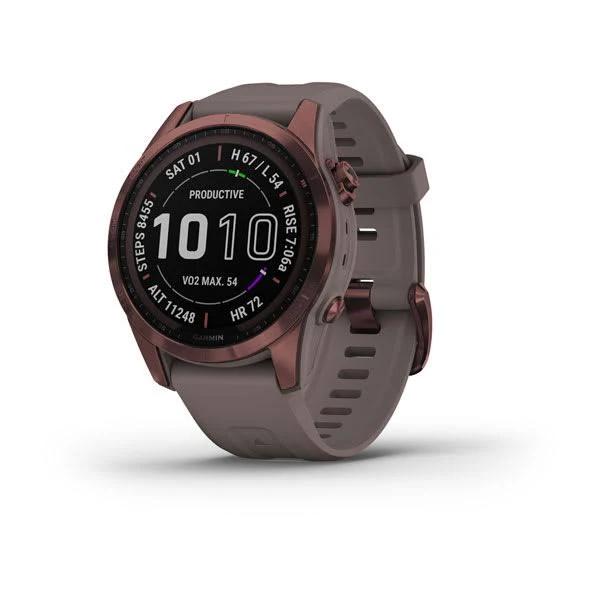 Garmin Fenix 7s Sapphire Solar Watch - Dark Bronze Titanium With Shale Gray Band