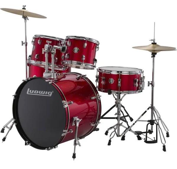 Ludwig LC17514 Accent Drive 5pce Outfit - Red, Includes Hardware, Cymbals, & Throne