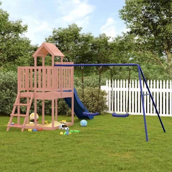 Playhouse with Slide Swings Solid Wood Douglas vidaXL