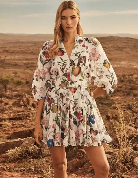 Forever New Wesley Printed Skater Mini Dress in Bright Helston Floral, Size 10 AU