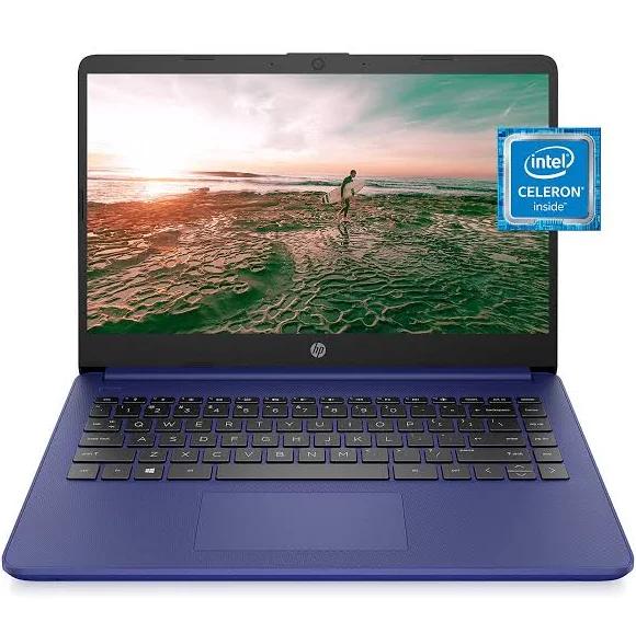 HP - Intel Celeron-N4020 - Intel UHD Graphics - 64GB SSD - 14-dq0010nr - 4GB Memory - 14.0" Screen - 1366x768 - Blue