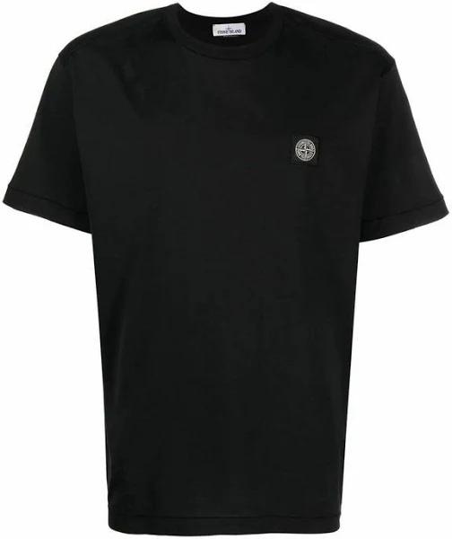 Stone Island - Men's Logo Patch Short Sleeve T-Shirt - Black - Cotton - T-shirts