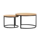 Oikiture Set of 2 Coffee Table Round Nesting Side End Table Natural