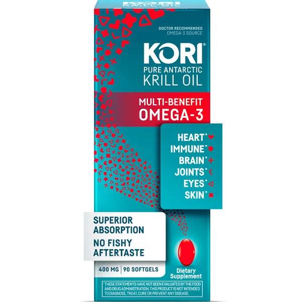 Kori Krill Oil, Pure Antarctic, 400 mg, Mini, Softgels - 90 softgels