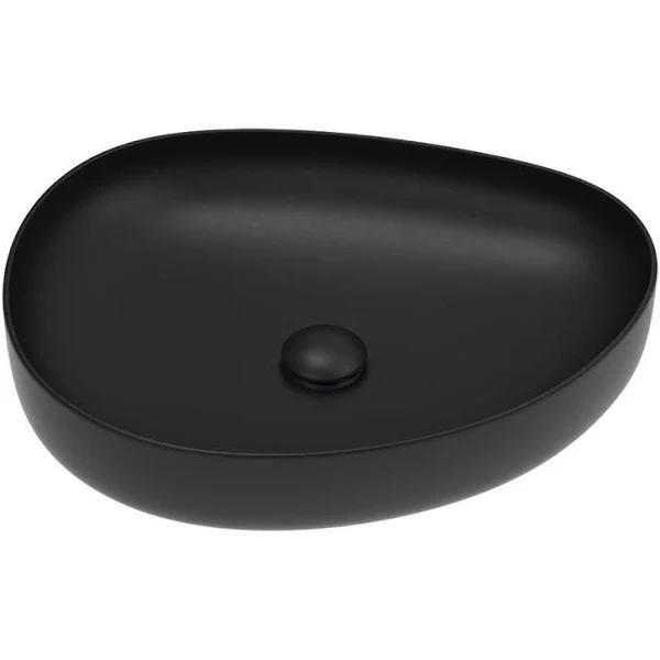 Fienza Pebble Medium Slim Edge Above Counter Basin 500mm Matte Black RB487B