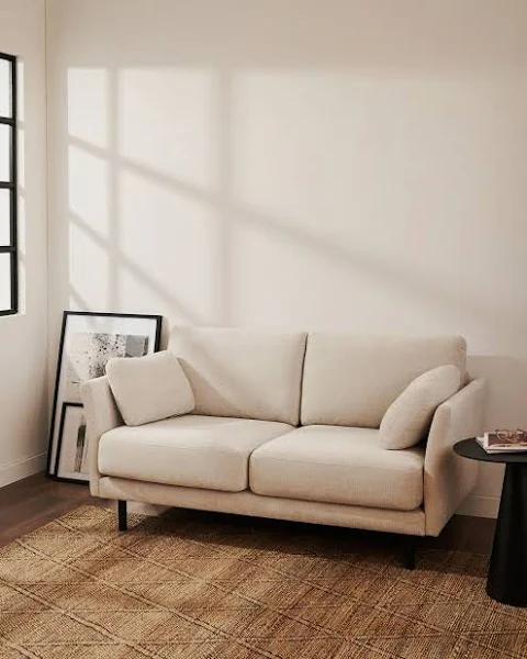 Gilma 2 Seater Sofa in Chenille Pearl With Painted Black Finish Legs, 170 cm Kave Home