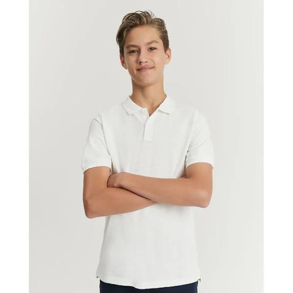 Country Road Teen Recycled Blend Polo Shirt Marshmallow in Size 12 | 100% Cotton