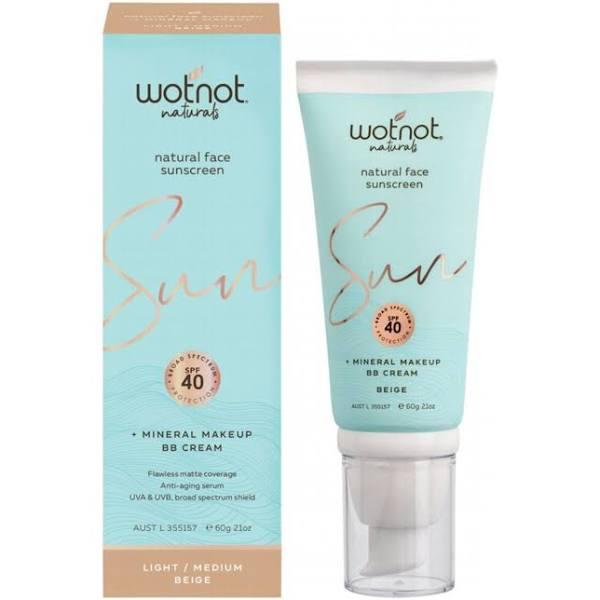 Wotnot Natural Face Sunscreen 40 SPF Light-Medium Bb Cream - 60g