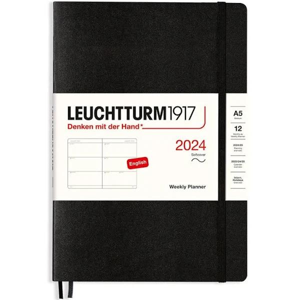 Leuchtturm1917 - 2024 Diary - Weekly Planner - A5 - Black (Soft)