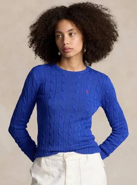 Polo Ralph Lauren Cable-Knit Cotton Crewneck Jumper Rugby Royal XXS