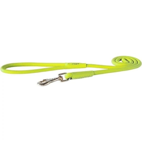 Rogz Leather Round Fixed Lead Lime - Large