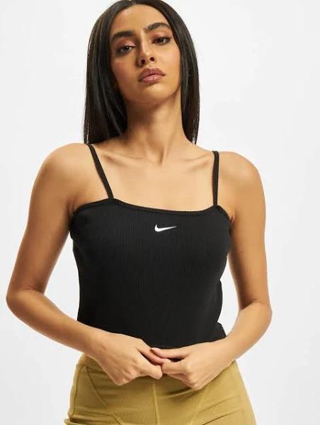 Nike Womens Sportswear Essential Ribber Crop Top (Black/White