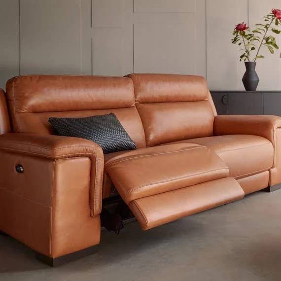 Barret Leather Electric Recliner Sofa Caramel by Freedom