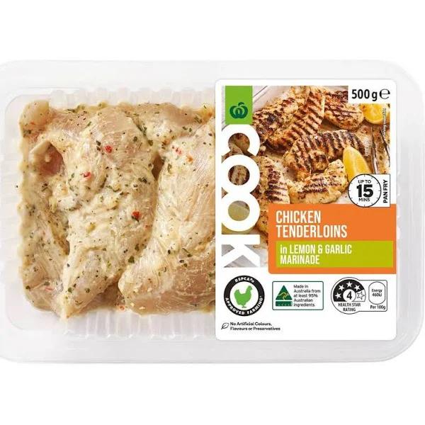 Woolworths Chicken Tenderloins in Lemon & Garlic Marinade 500g