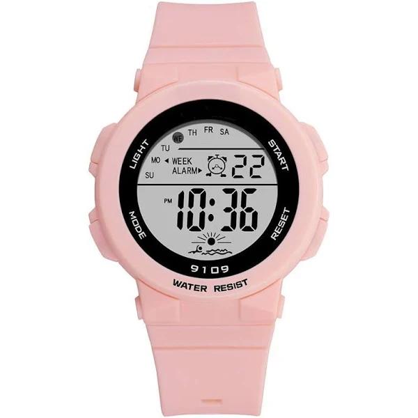 Sports Watch For Women, Women’s and Girls’ Watch Waterproof Digital Watch with 7 Colors Backlight Pink