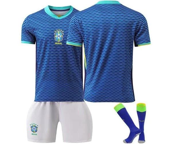 24-25 Brazil Away Soccer Jersey Set Unnumbered Training Suit Football Kit Uniform with Socks Adult Kids