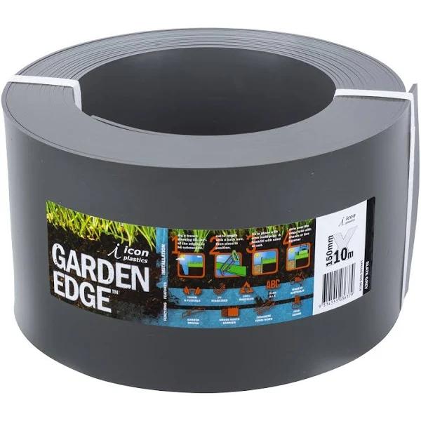 Icon Plastics 150mm x 10m Slate Grey Garden Edge