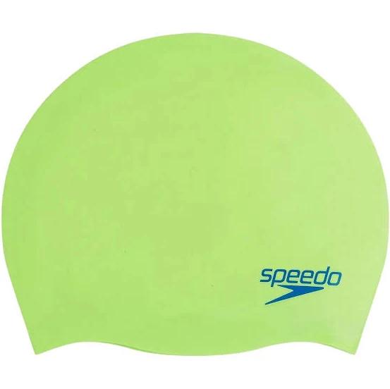 Speedo Junior Plain Moulded Silicone Cap Light Green/Blue