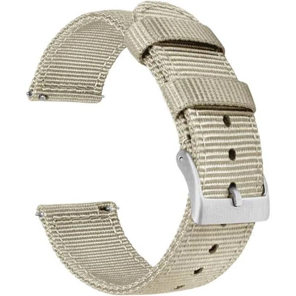 Two Piece Nato Style Watch Band / Strap For Fossil Sport Watch Band / Strap in Khaki Tan, Width 43mm | Barton